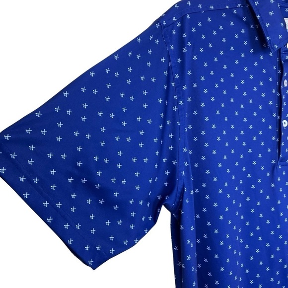 Donald Ross All Over Golf Print Performance Polo Shirt Navy Club Embroidery Sz L - Picture 3 of 16